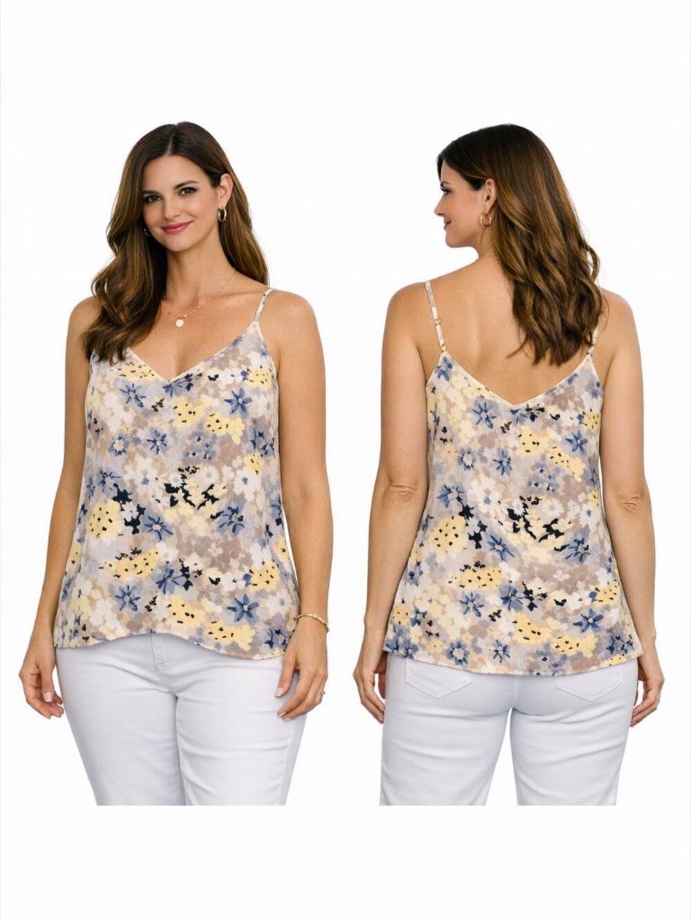 Calvin Klein Floral Camisole M/L Neutral Print Adjustable Strap Lined Tank